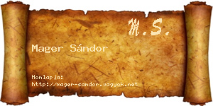 Mager Sándor névjegykártya